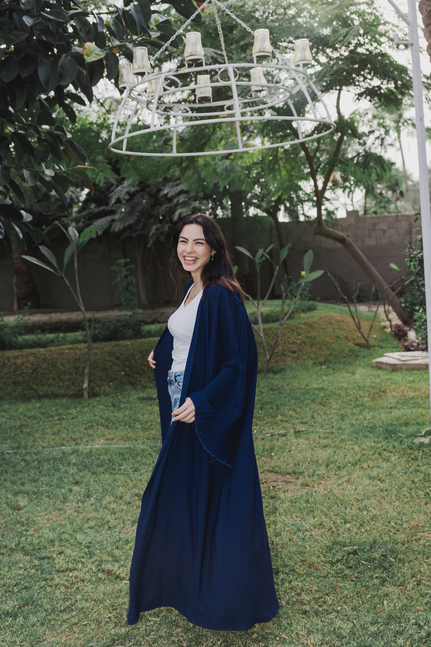 Pleated Kimono- Navy blue